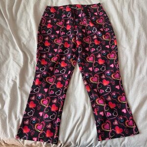 I.AM.GIA Black and Pink Heart Patterned Cropped Pants